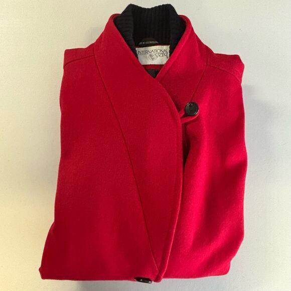 International Scene Women's Size 9/10 Red Vintage Wool Winter MaxiCoat Peacoat - Picture 5 of 16